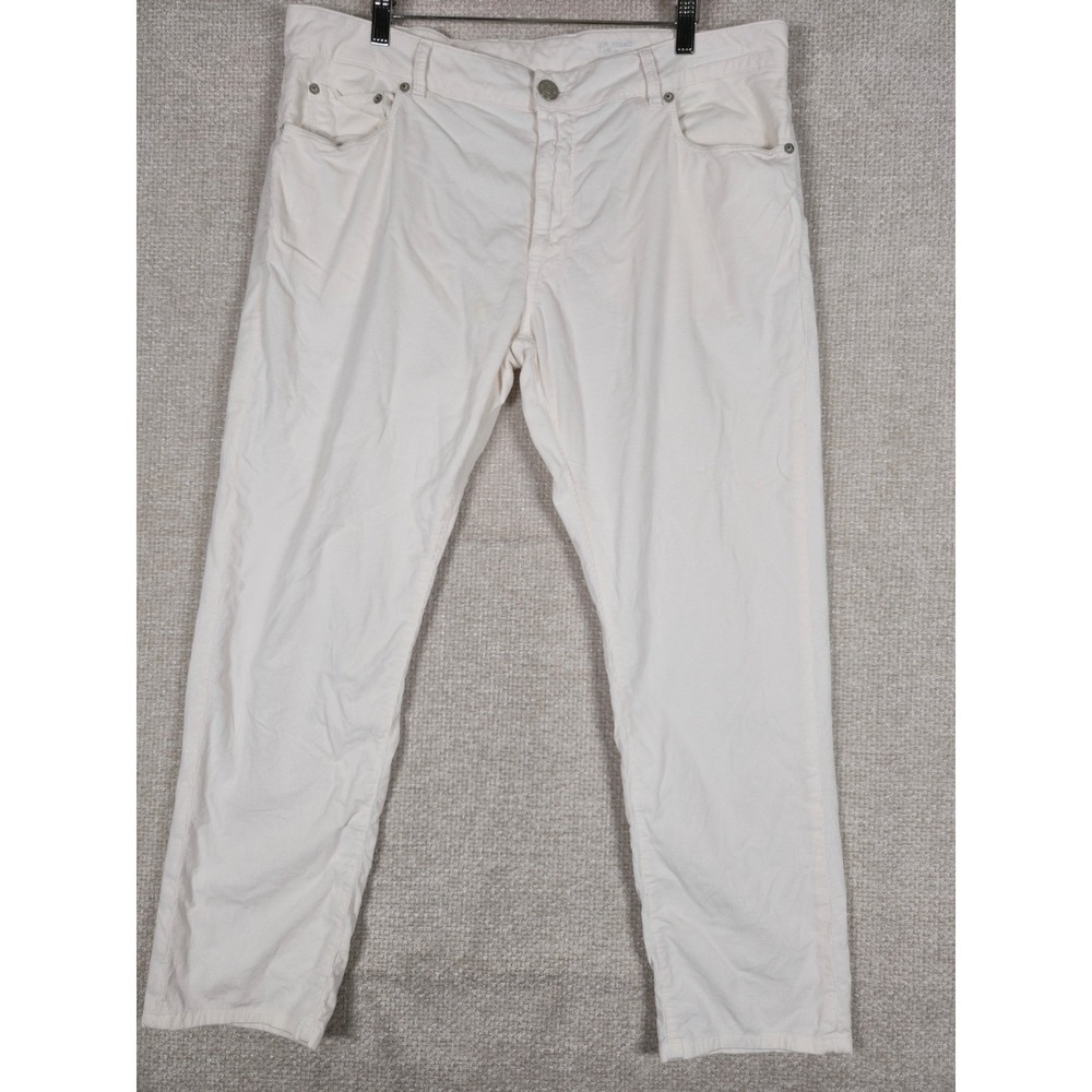 PT Torino Jazz Mens Cream White Corduroy Pants Size 38 Fits 37x28 *HAS STAIN*